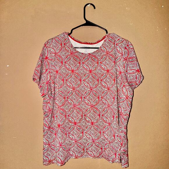 Croft & Barrow Women's Red Short Sleeve Pattern T-Shirt - Size 2XL - Picture 4 of 7